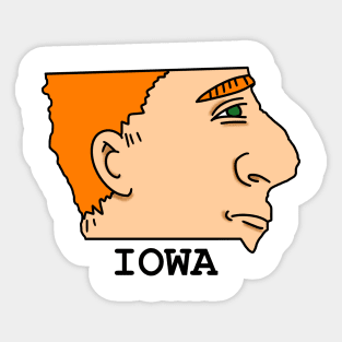 A funny map of Iowa Sticker